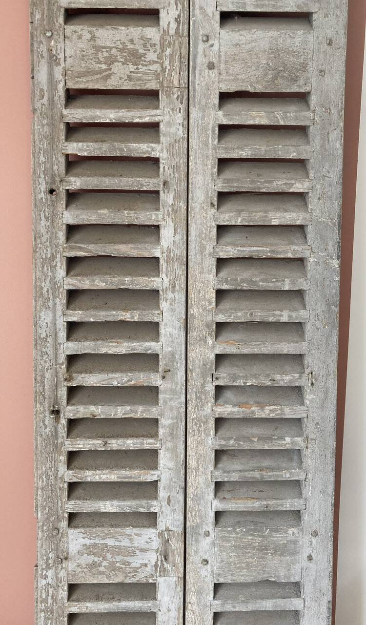 Set of 2 large old louvered shutters