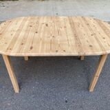 Scandinavian extendable dining table renovated in solid wood 180cm