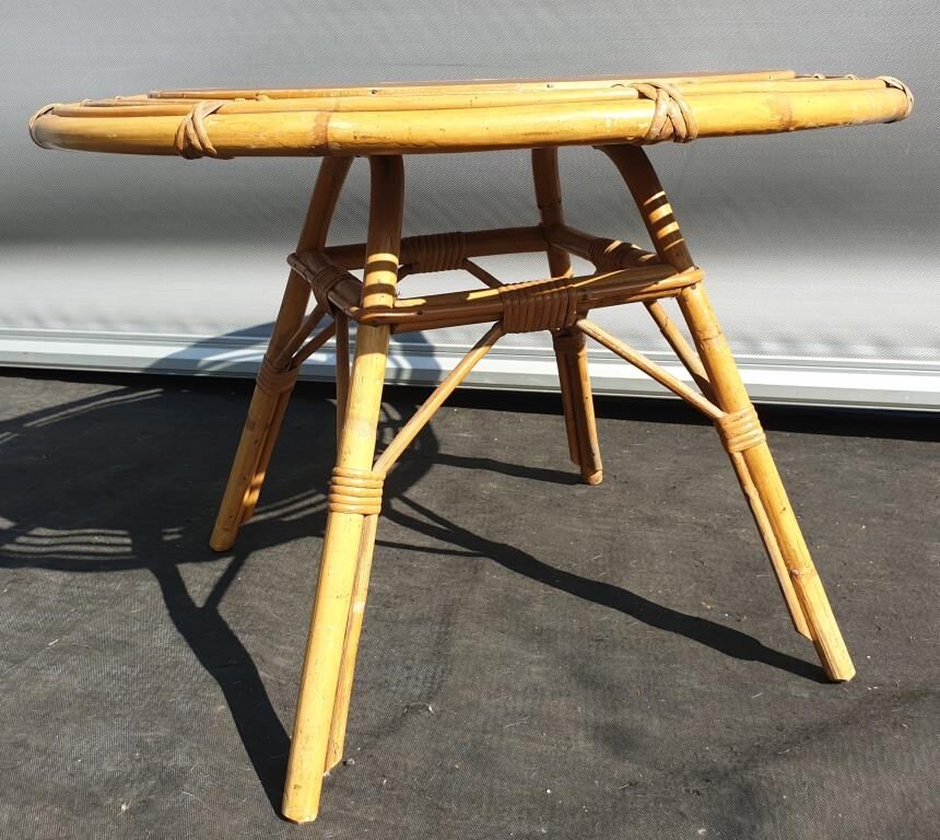 Bamboo and rattan side table