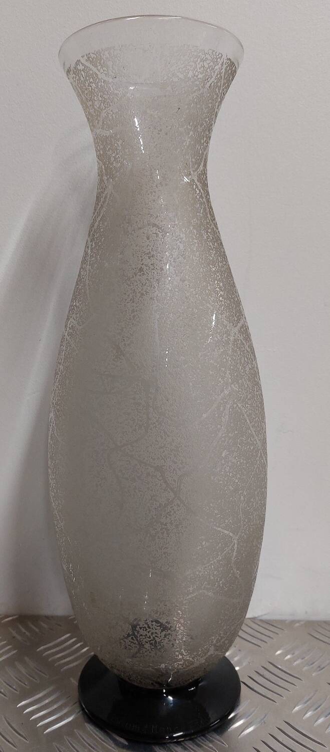 Daum Nancy France frosted glass vase signed