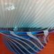 Blue spiral blown glass vase