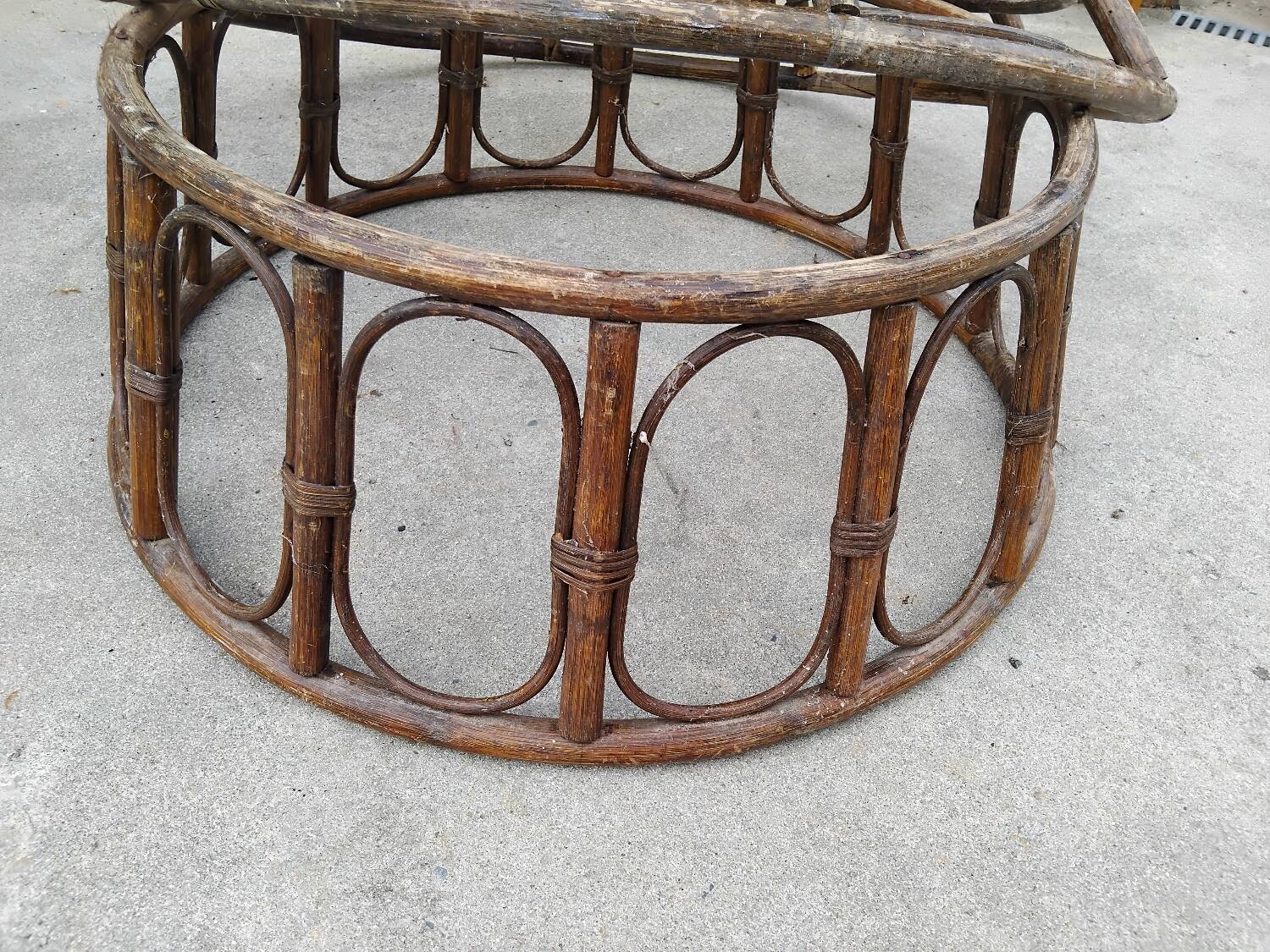 Set of 3 Vintage Rattan Half-Spherical Armchairs