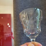 12 crystal wine glasses engraved with floral patterns