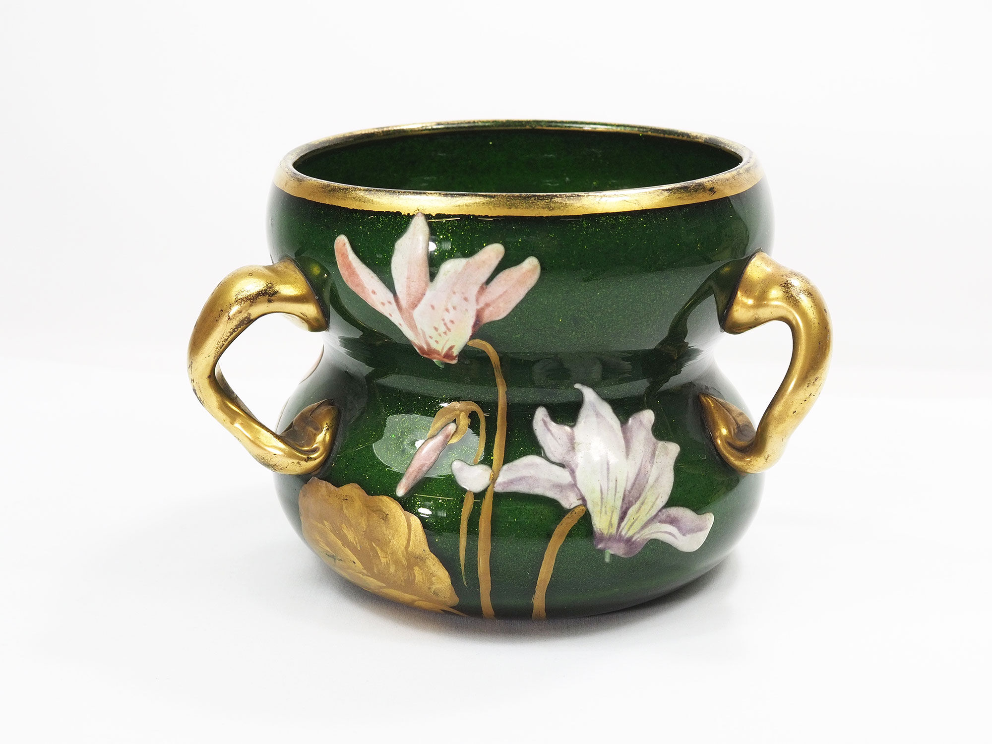 Art Nouveau Vase in Enamelled Aventurine Glass -Around 1900