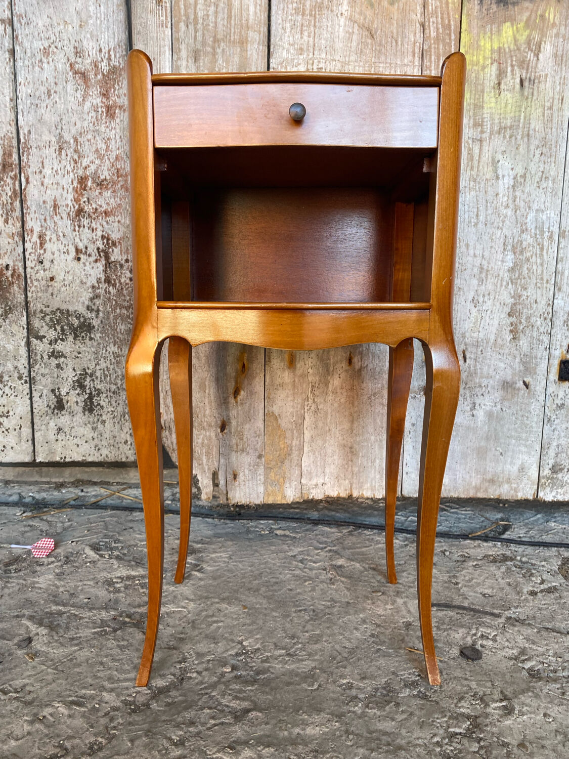 Antique nightstand louis xv style wood drawer + vintage case