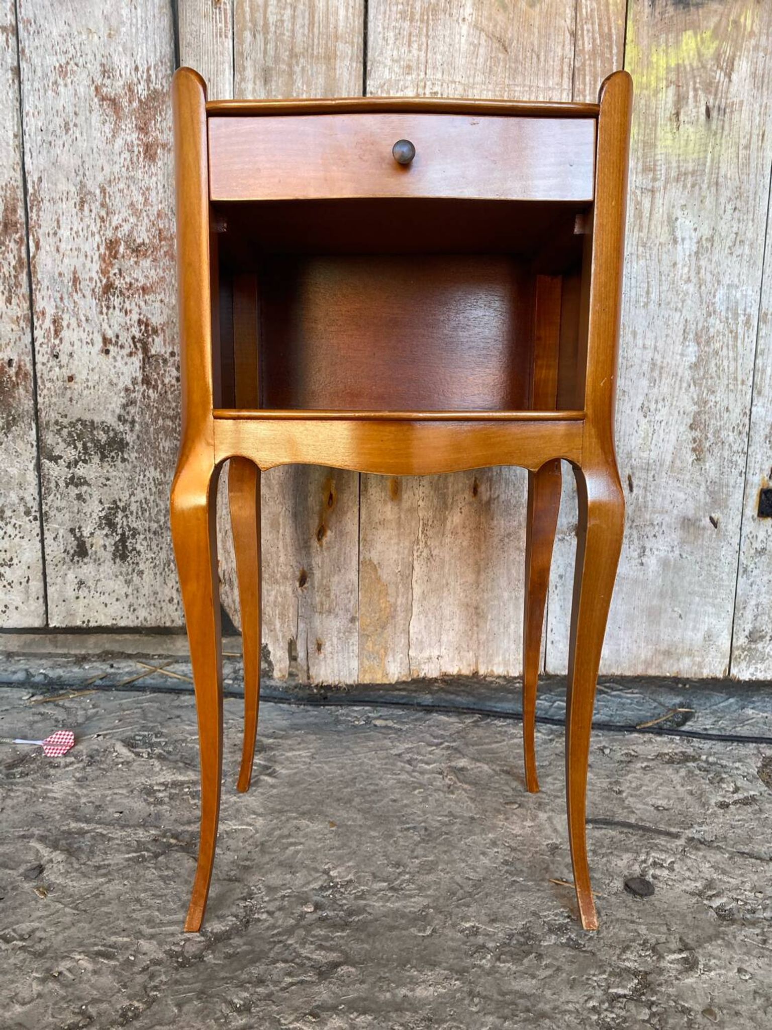 Antique nightstand louis xv style wood drawer + vintage case