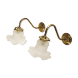 Pair of gooseneck wall lamps