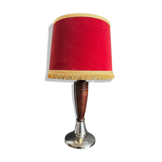 Art Deco lamp in wood and chrome