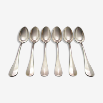 6 old silver metal spoons mismatched