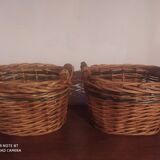 Set of two old wicker / rattan basket