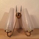 Double Arlus 50s wall lamp, brass and glass