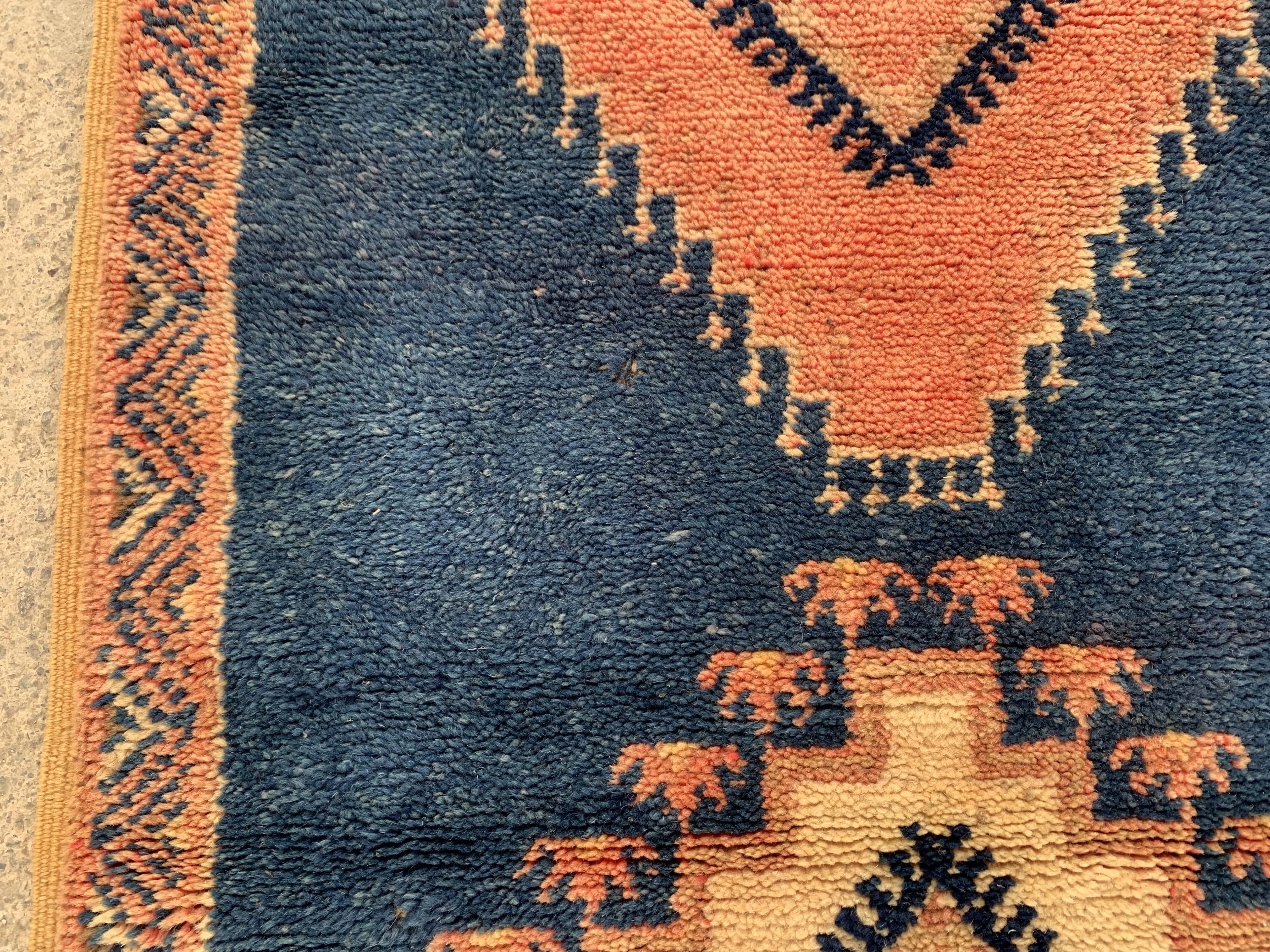 Taznakht blue moroccan wool runner rug