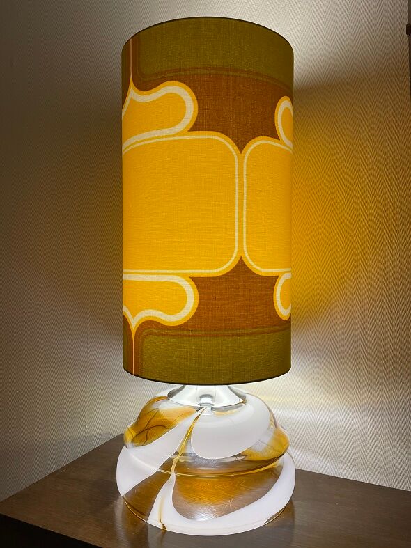 Table lamp lampshade vintage fabric Sirius pattern