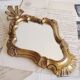 Vintage mirror resin effect golden wood