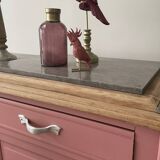 Art deco sideboard revamped powder pink, marble top, chrome handles, vintage shabby chic