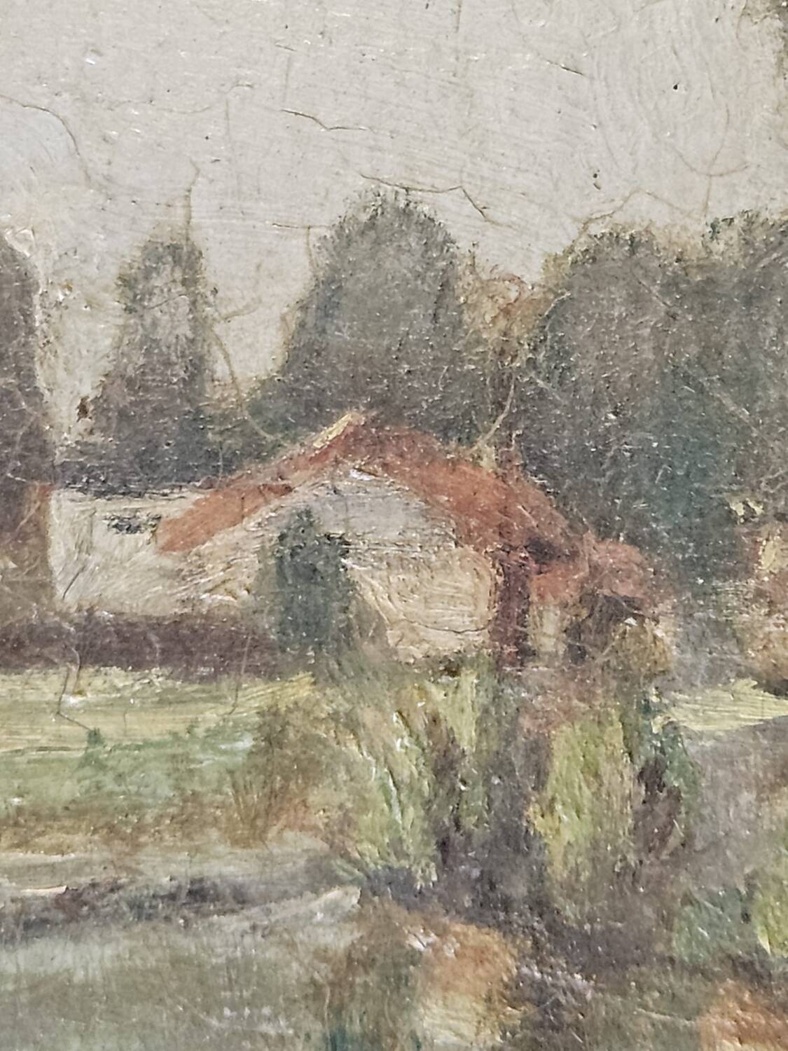 Painting on cardboard (Barbizon) Landscape