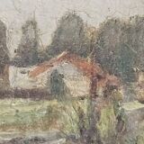 Painting on cardboard (Barbizon) Landscape