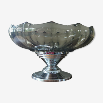 Coupe art déco en verre et métal chromé