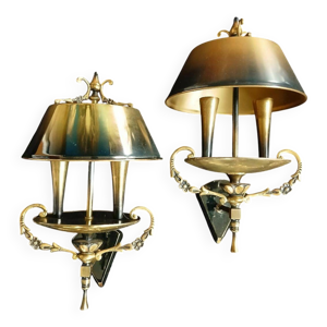 Appliques lampe bouillotte - tole bronze