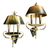 appliques lampe bouillotte empire tole et bronze doré
