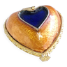 Petite boîte pilulier en forme de coeur ambré et bleu