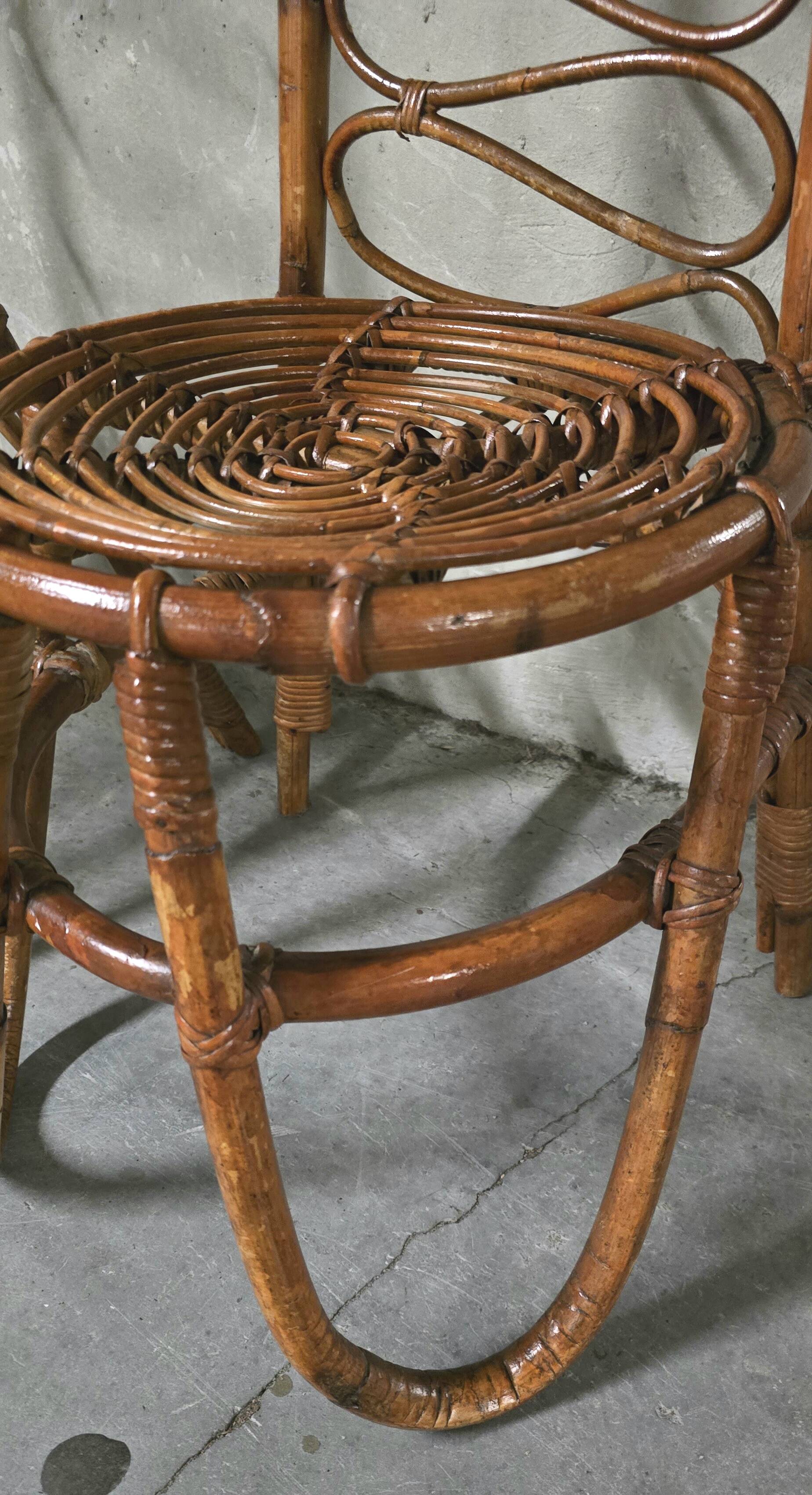 Set of 4 bamboo chairs produced, 1960