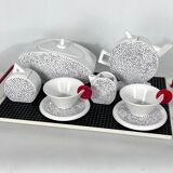 Ceramic tea set by Mas in the Memphis Milano style, 1980s, Set of 7