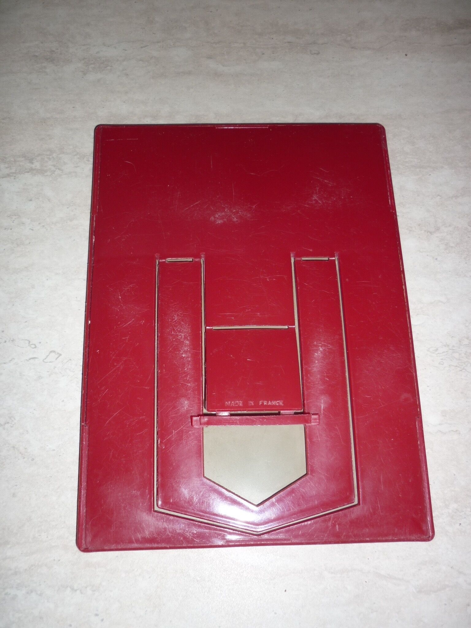 Red plastic table mirror 18X13