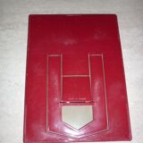 Red plastic table mirror 18X13