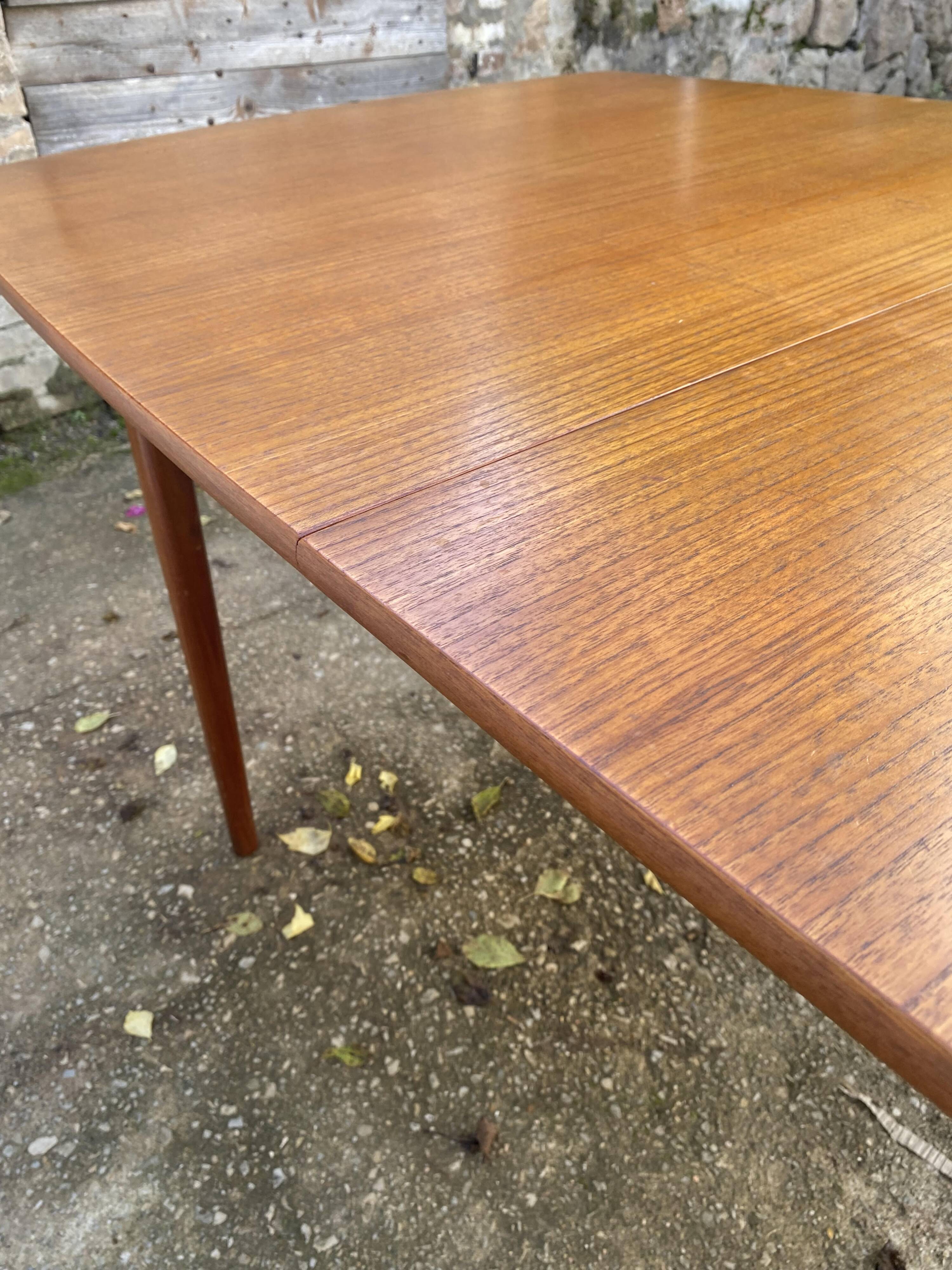 Extendable table 2 Scandinavian teak extensions 165/207/249 x 91cm vintage an60