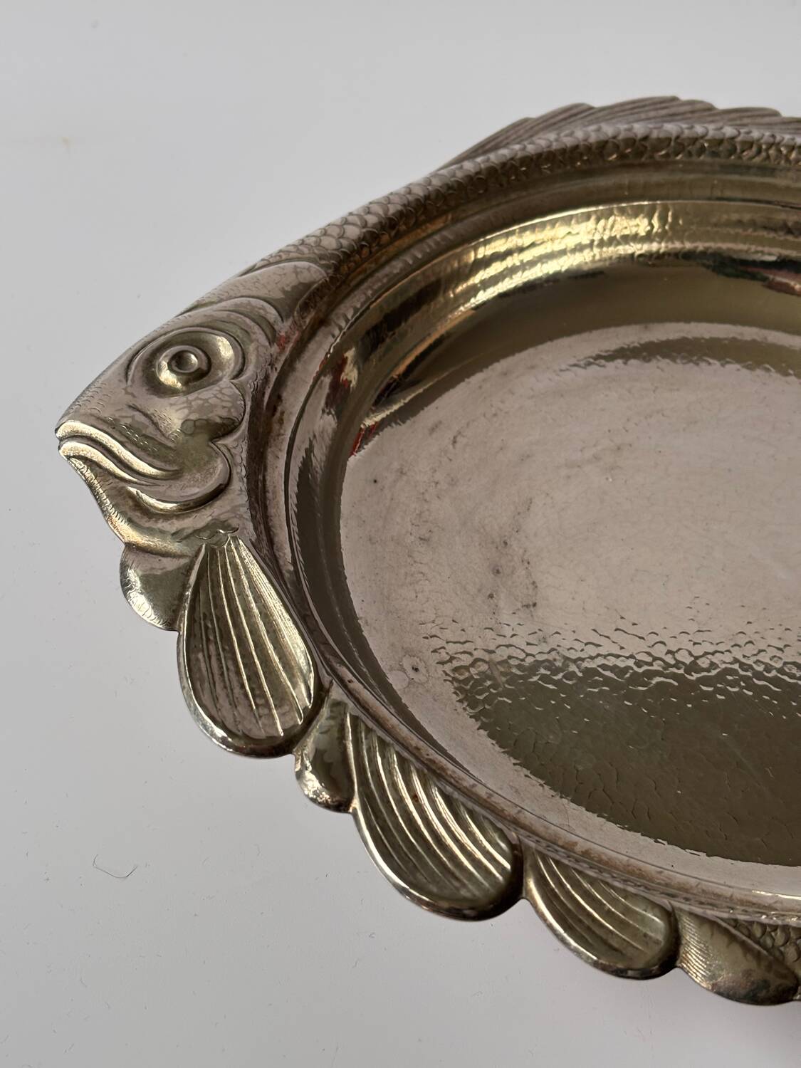 Vintage silver metal fish dish