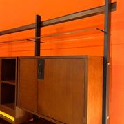 Mid-Century Modern Modular Bookcase, Wood & Metal, Italy, 1960s