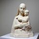 Bust of the Virgin and Child, waxed plaster, old art deco style, PP Deposited