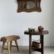 Small wall mirror in organic old Indonesian teak 75x45.