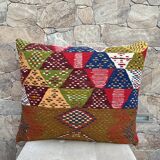 Housse de coussin kilim berbère vintage, coussin en laine marocaine