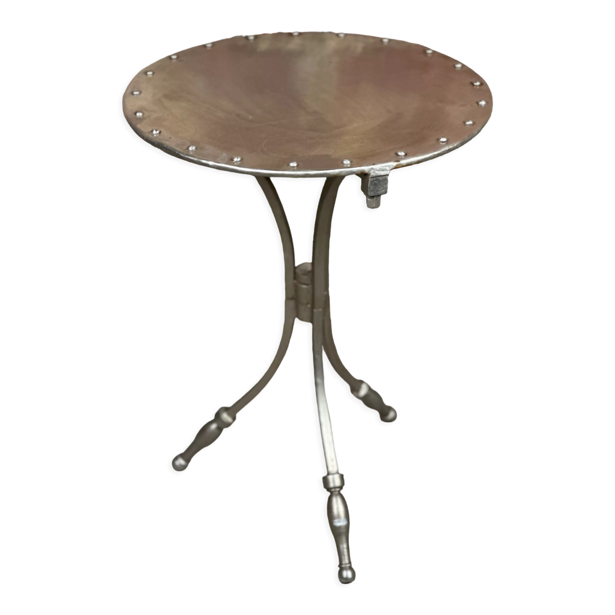 Side table industrial style riveted steel 1980