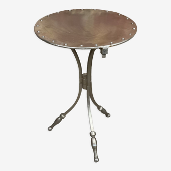 Side table industrial style riveted steel 1980