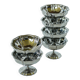Set of 6 small, very elaborate stainless steel bowls with fine legs, mid-height, Design, 1970