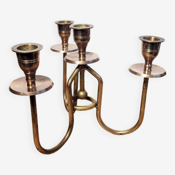 4-light vintage brass candle holder centerpiece