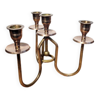 4-light vintage brass candle holder centerpiece