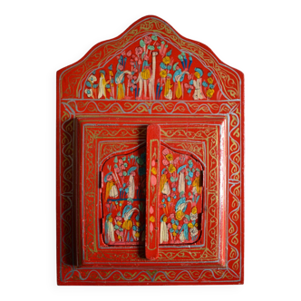 Miroir à décor peint de miniatures persanes