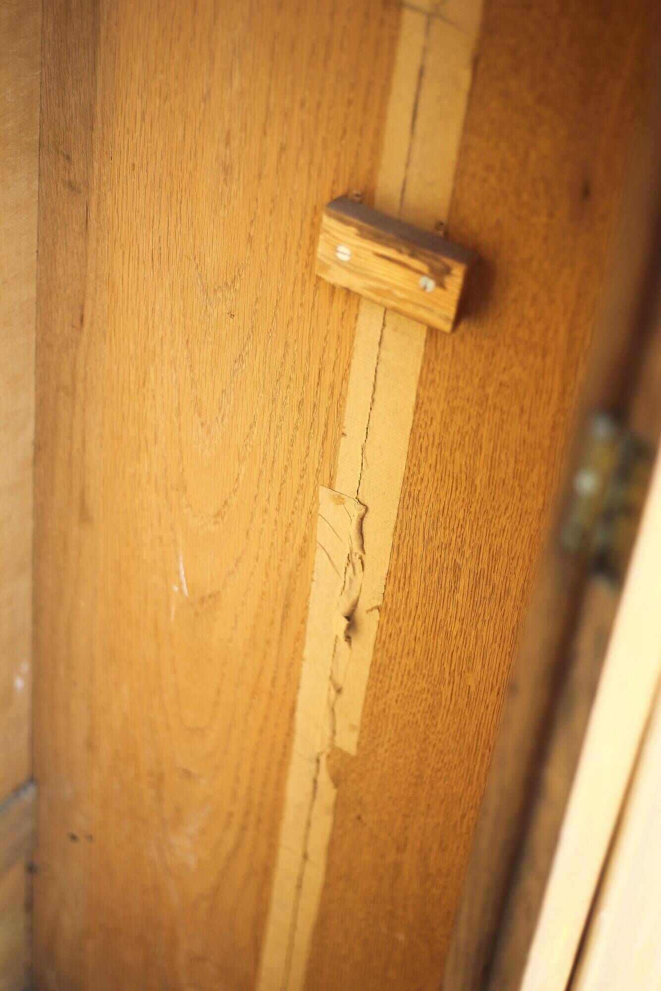 Vintage wardrobe, 1-door wooden wardrobe with beveled mirror, hanging wardrobe