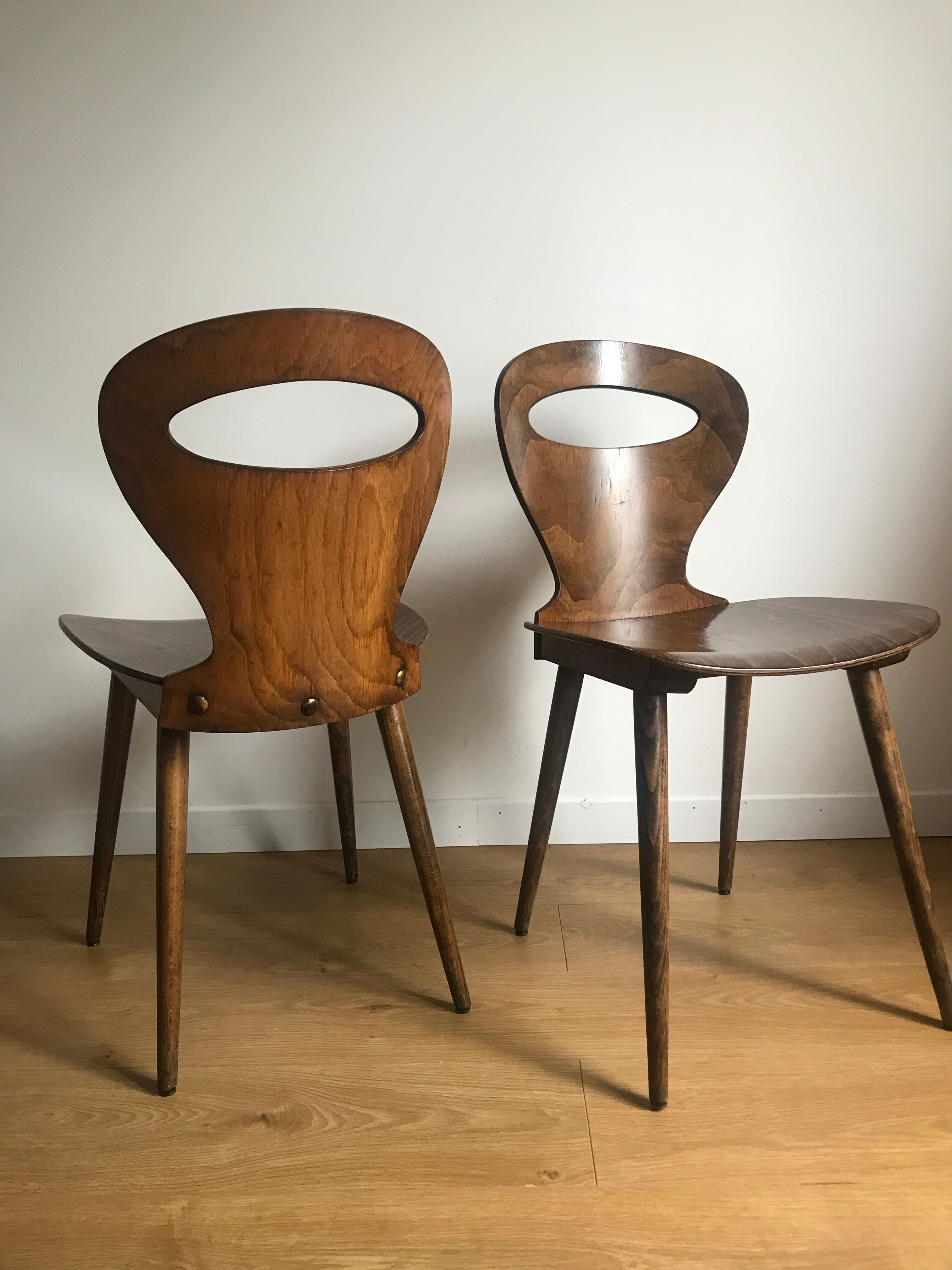Pair of bistro chairs "rustic" model of baumann called "ant"