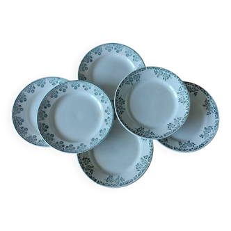 mismatched lot 6 iron earth plates blue green tones