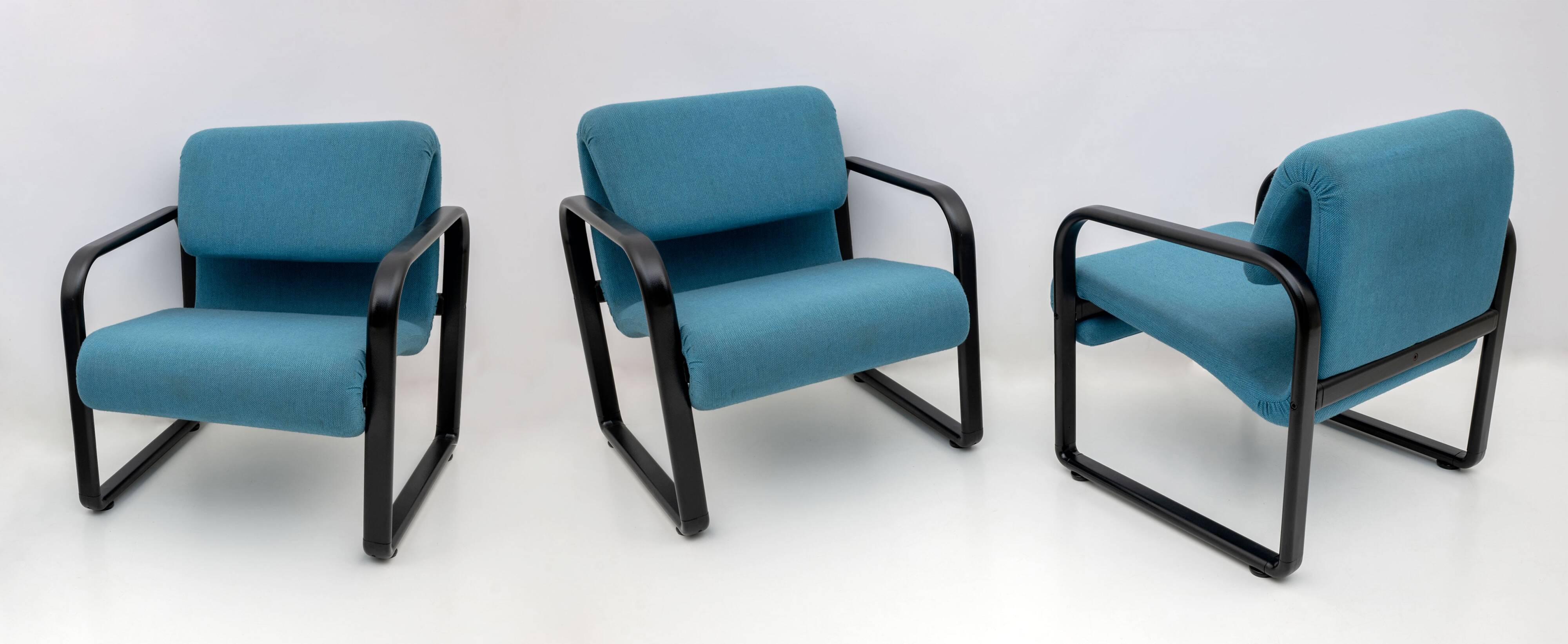 Post-Modern Italian Fabric and Metal Armchairs by Arflex, 70s