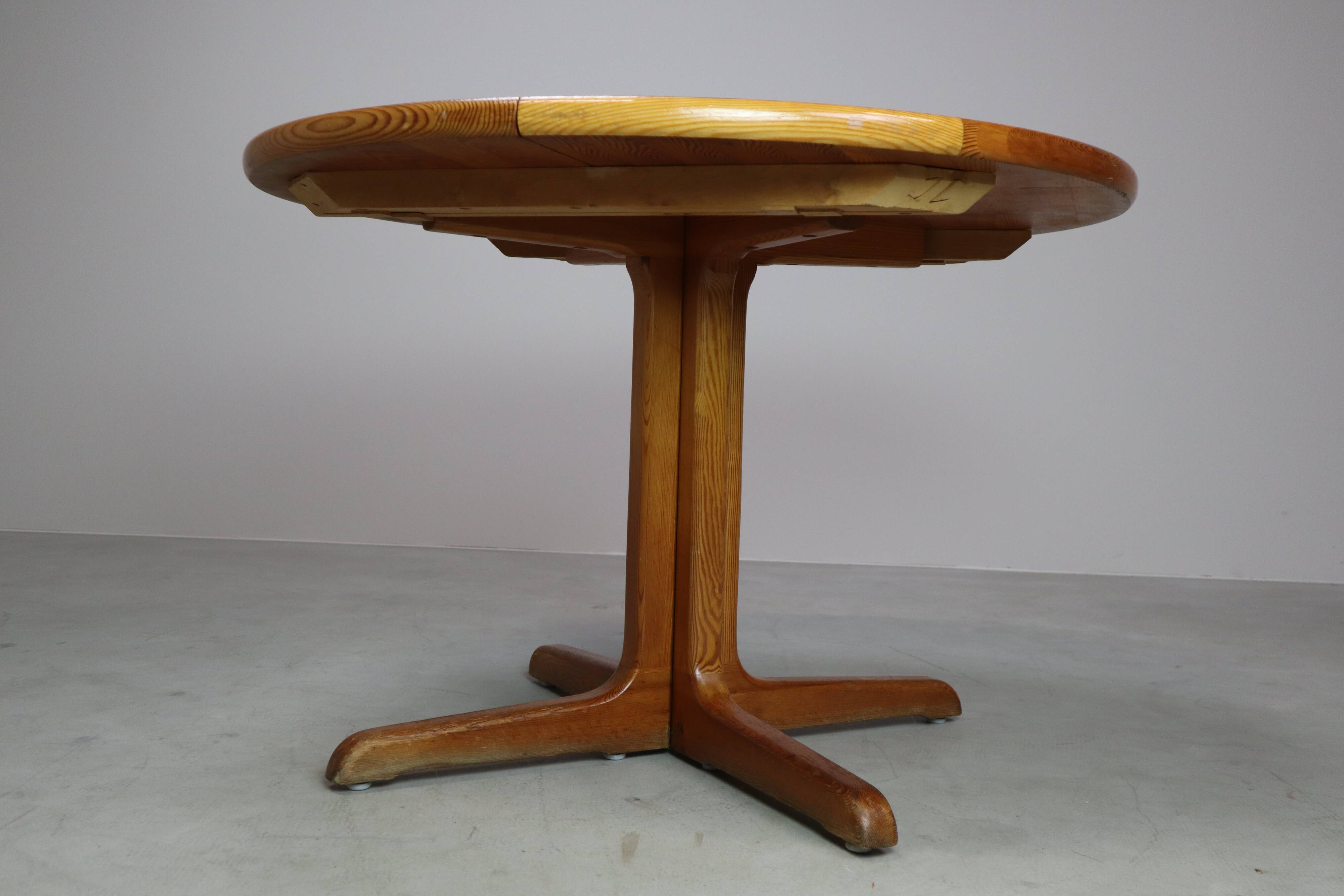 Scandinavian solid pine extendable dining table