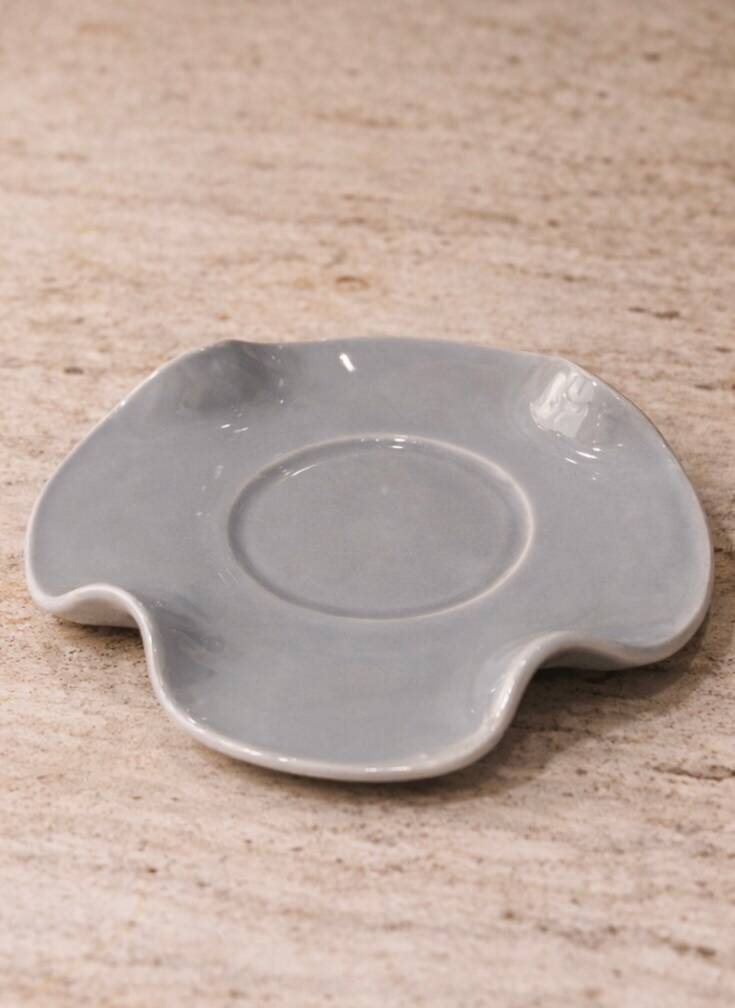 Set tasse & soucoupe ondulée céramique - bleu gris