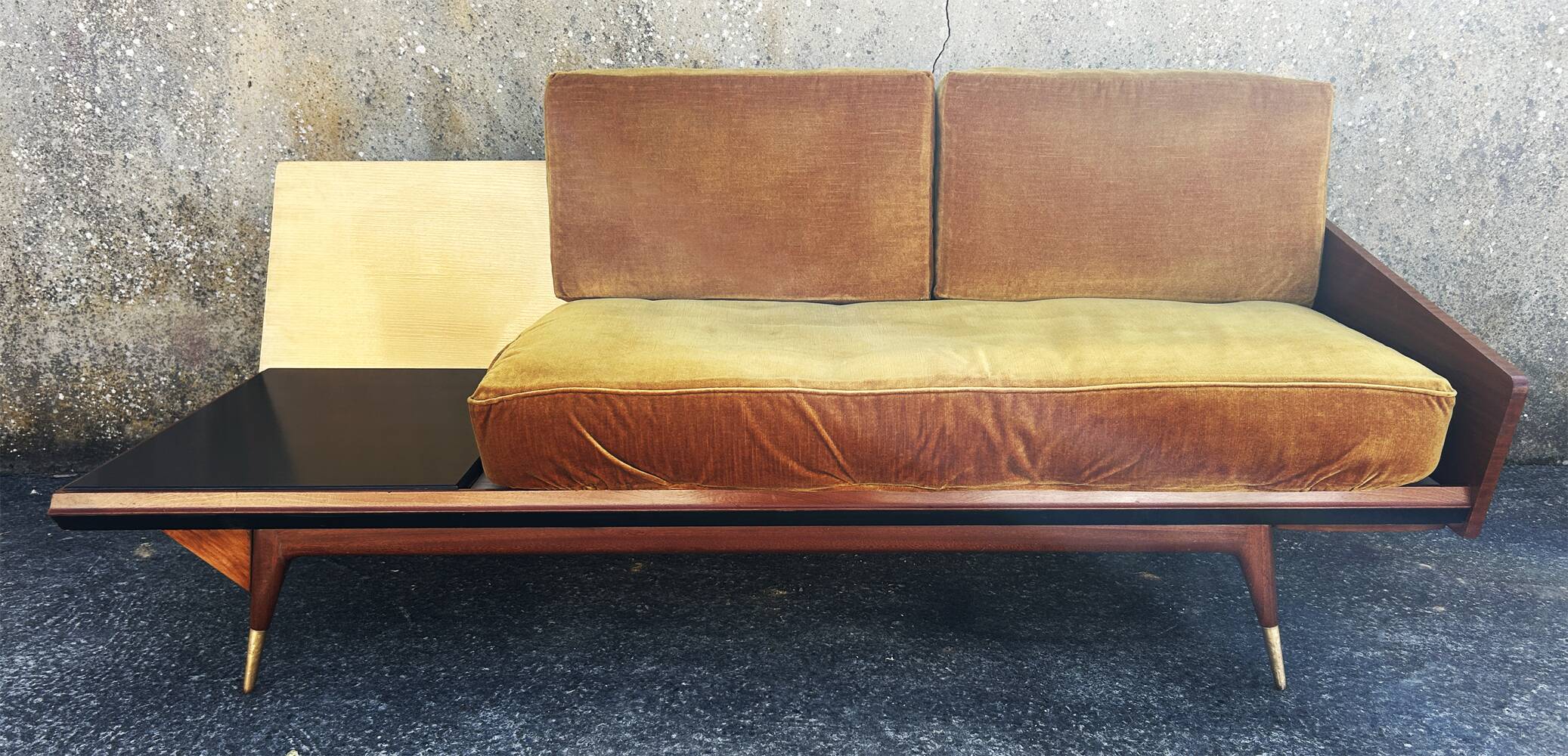 Daybed or two-seater sofa, shelf designed by Maison Sergalot, Paris, 1957