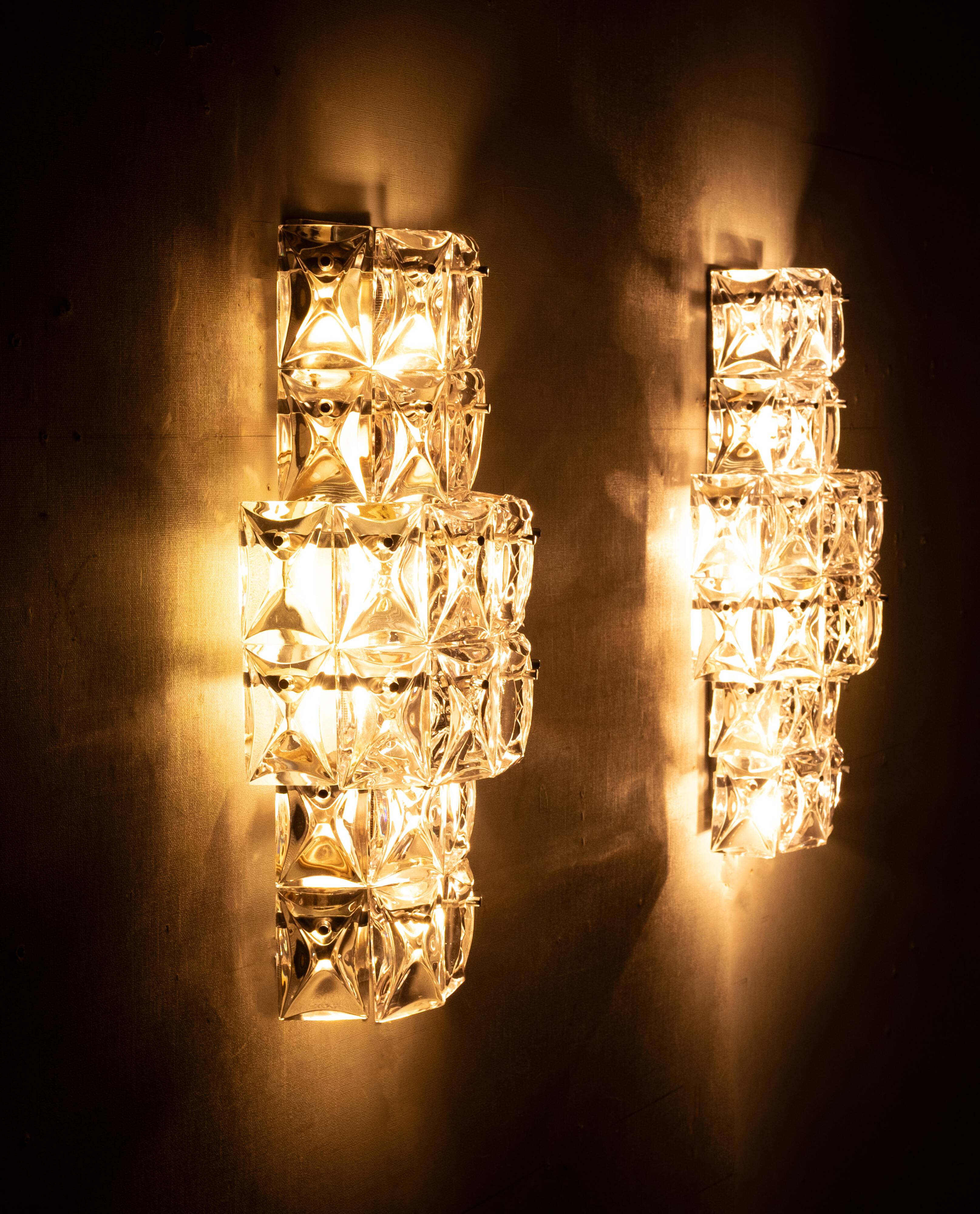 Grandes appliques murales en cristal Kinkeldy des années 1970, Allemagne.