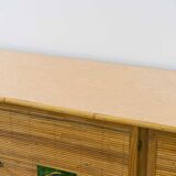 Rattan sideboard, Vallauris tiles, 1950s